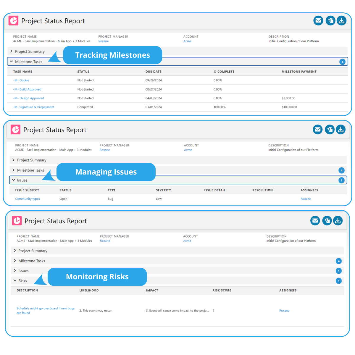 On-Demand Project Status Report - Milestones, Issues & Risks