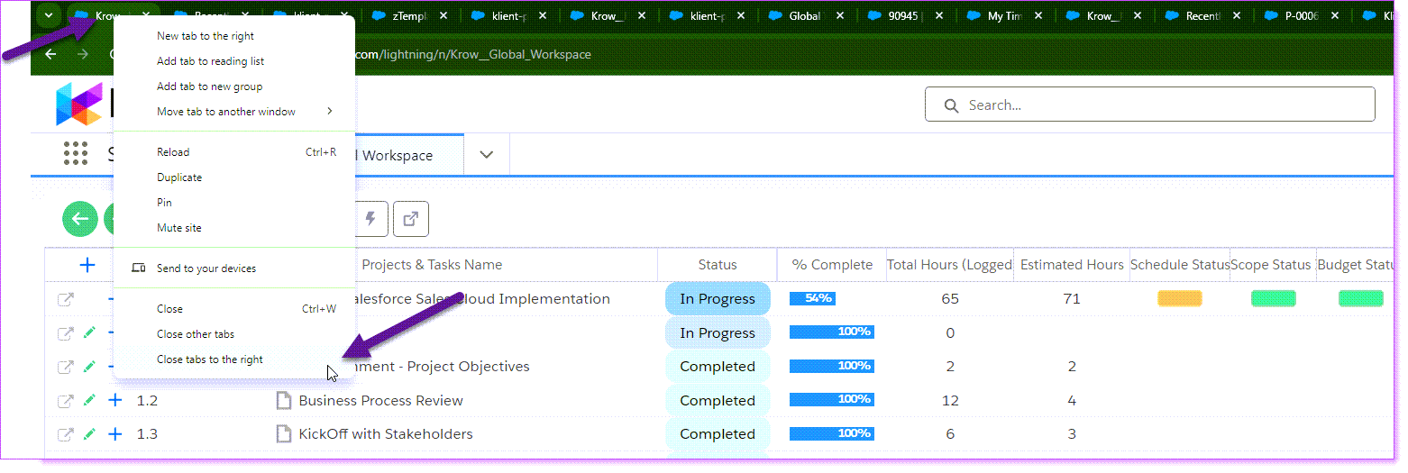 Klient Preload - Close Tabs