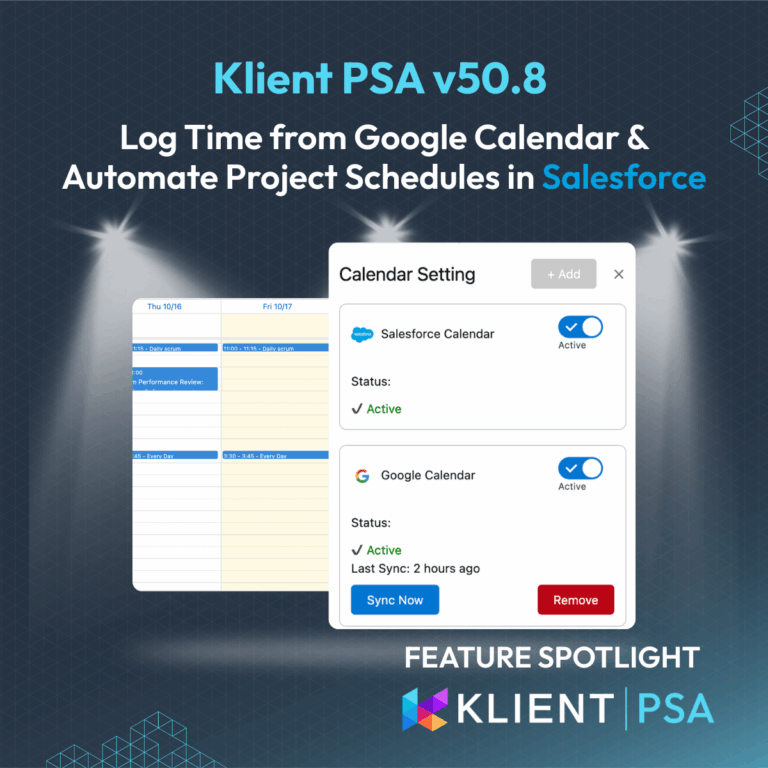 Klient PSA 50.8: Log Time from Google Calendar & Automate Project Schedules